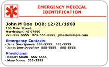 Free Printable Medical Emergency ID Card